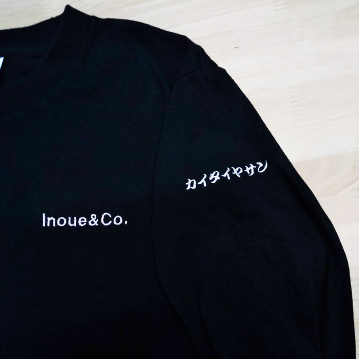 ロングスリーブTシャツ 【ネーム刺繍：ゴシック体・勘亭流】 右胸&左肩・1文字1cm