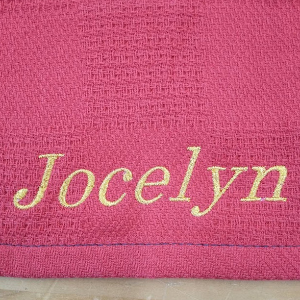 フェイスタオル〈お持込み〉 【ネーム刺繍：ロマンイタリック体】 下辺中央・1文字2cm