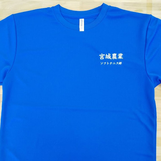 Tシャツ 【ネーム刺繍：楷書体】 左胸・1行目：1文字2cm/2行目：1文字1cm