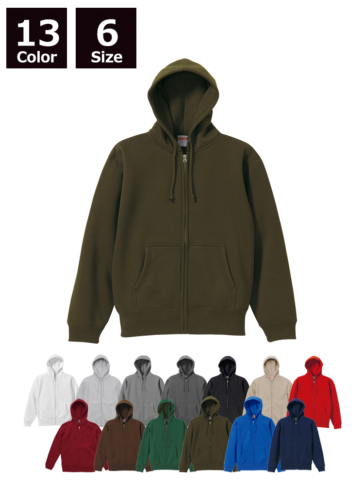 10.0oz T/Cスウェットフルジップパーカ(裏起毛)