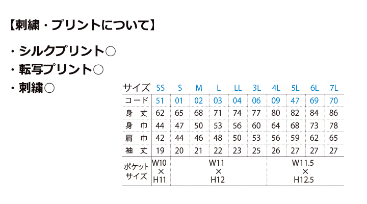 4.4oz ドライポロシャツ（ポケット付） サイズスペック