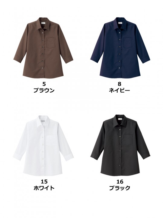 レディス開襟七分袖ブラウス