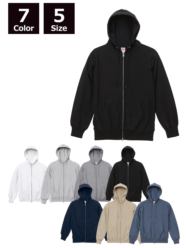 12.0oz ヘヴィーウェイト スウェットフルジップパーカ（裏起毛）