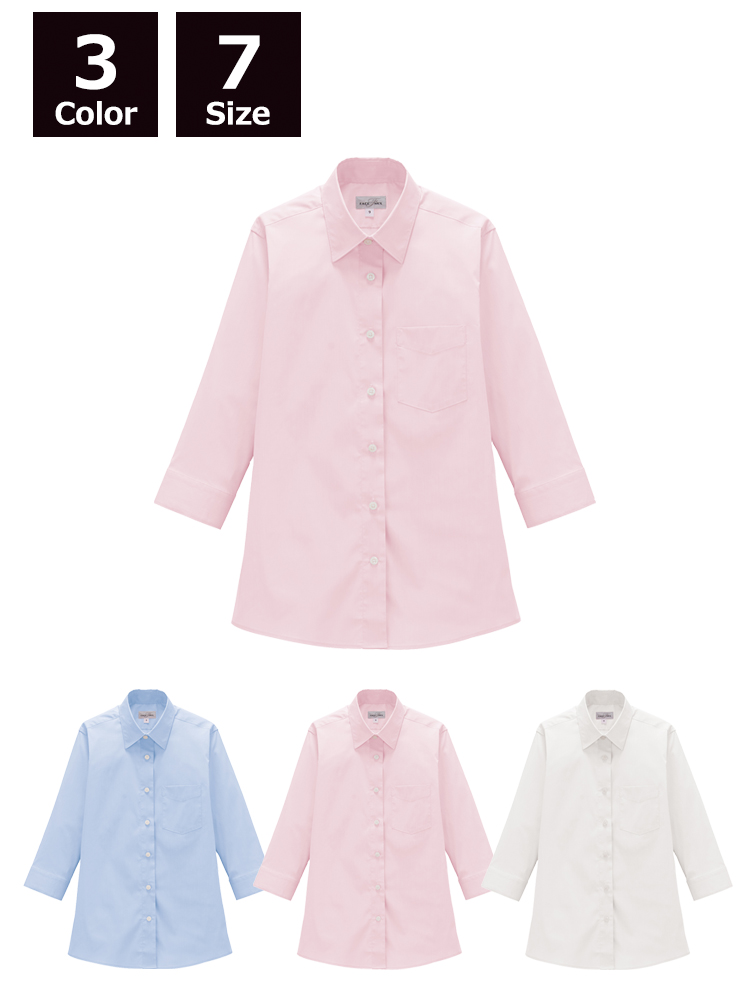 レディスレギュラーカラー七分袖ブラウス