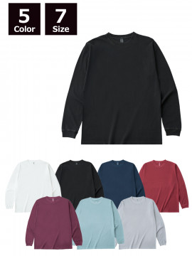 6.6oz ロングスリーブガーメントダイTシャツ(1.6インチリブ)