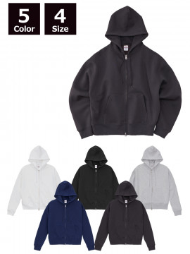 10oz　T/C ボックスシルエット スウェット フルジップ パーカ（裏起毛）
