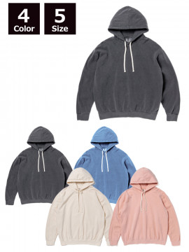 6.4oz ガーメントダイ ライトウェイト フーデッド スウェットシャツ