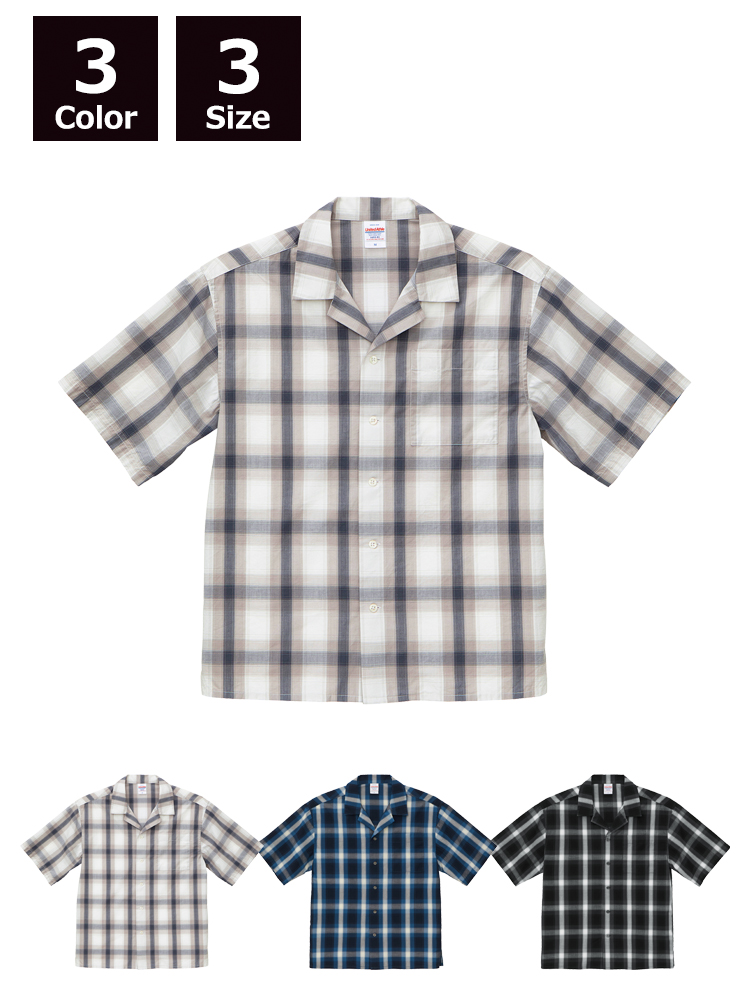 コットン オープンカラー ショートスリーブ シャツ